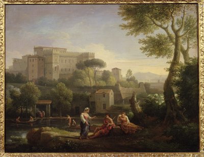 Paysage avec figures et une forteresse près d